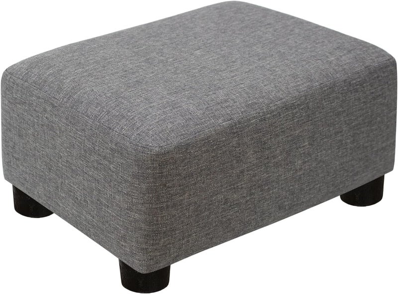 CAROLMADE Pouf صغير مع أرجل تحت المكتب لراحة القدمين لغرفة المعيشة وغرفة النوم والمكتب، لون كتان رمادي - Image 1
